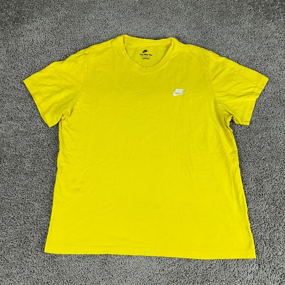 Nike Shirt Mens Extra Large Yellow White Swoosh Logo Short Sleeve Cotton Casual - Picture 1 of 10